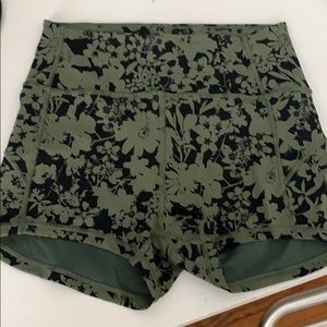 Lululemon black and green flowered shorts
